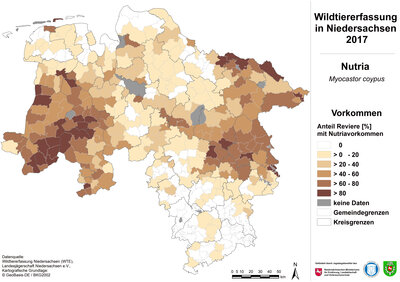 Karte, Verbreitung Nutria